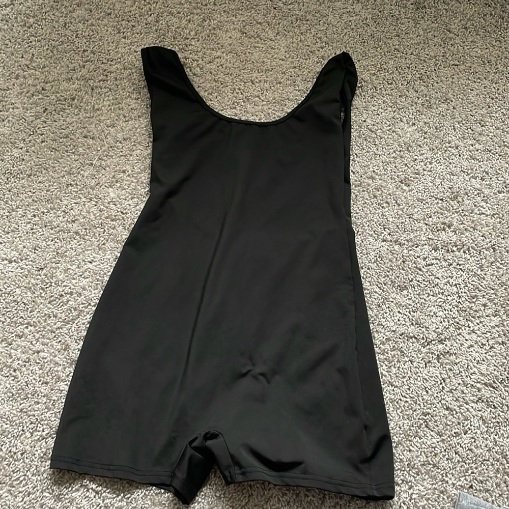 athletic romper, open back one-piece